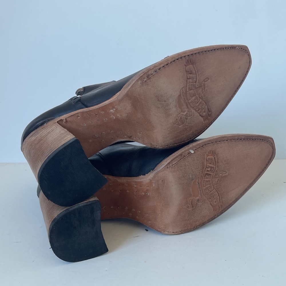 Freebird by Steven Jameson Leather Booties Black Chunky Heel Size 10 NWOB - Picture 9 of 10